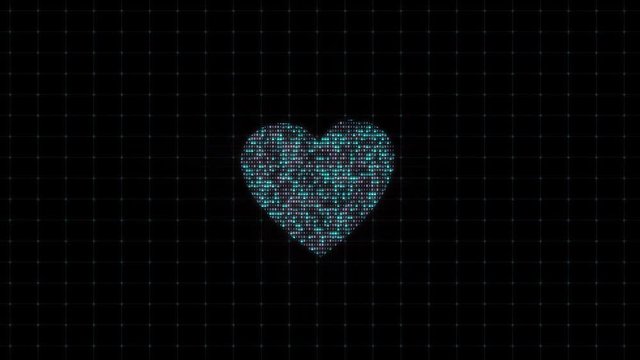 Digital binary code heart, digital coding, computational operation, IT sphere