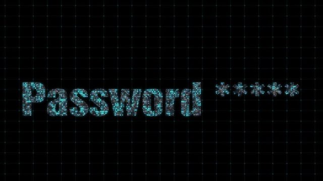 The password is encrypted with snowflakes, symbols, with a digital binary code, digital coding, computing operation, IT sphere