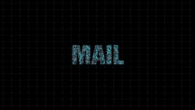 Mail, digital animated text with binary code, single number system