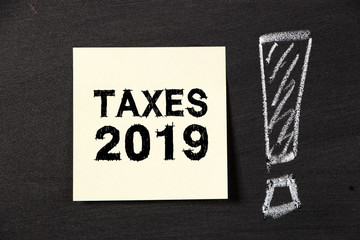 Taxes 2019 Concept On Sticky Note