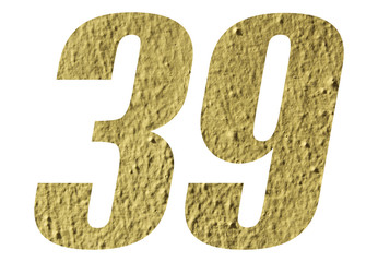 Number 39 with yellow wall textured on white background