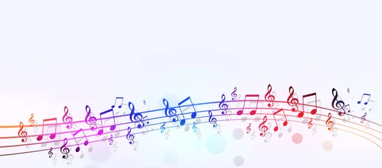 Fototapeten colorful music notes banner © alex_aldo