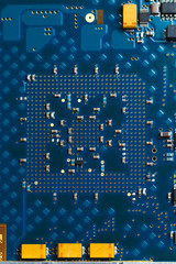 printed circuit board, blue background