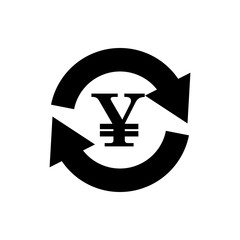 Vector image of a flat, isolated icon of the yen. Currency exchange Yen. Sign of the currency of Japan.