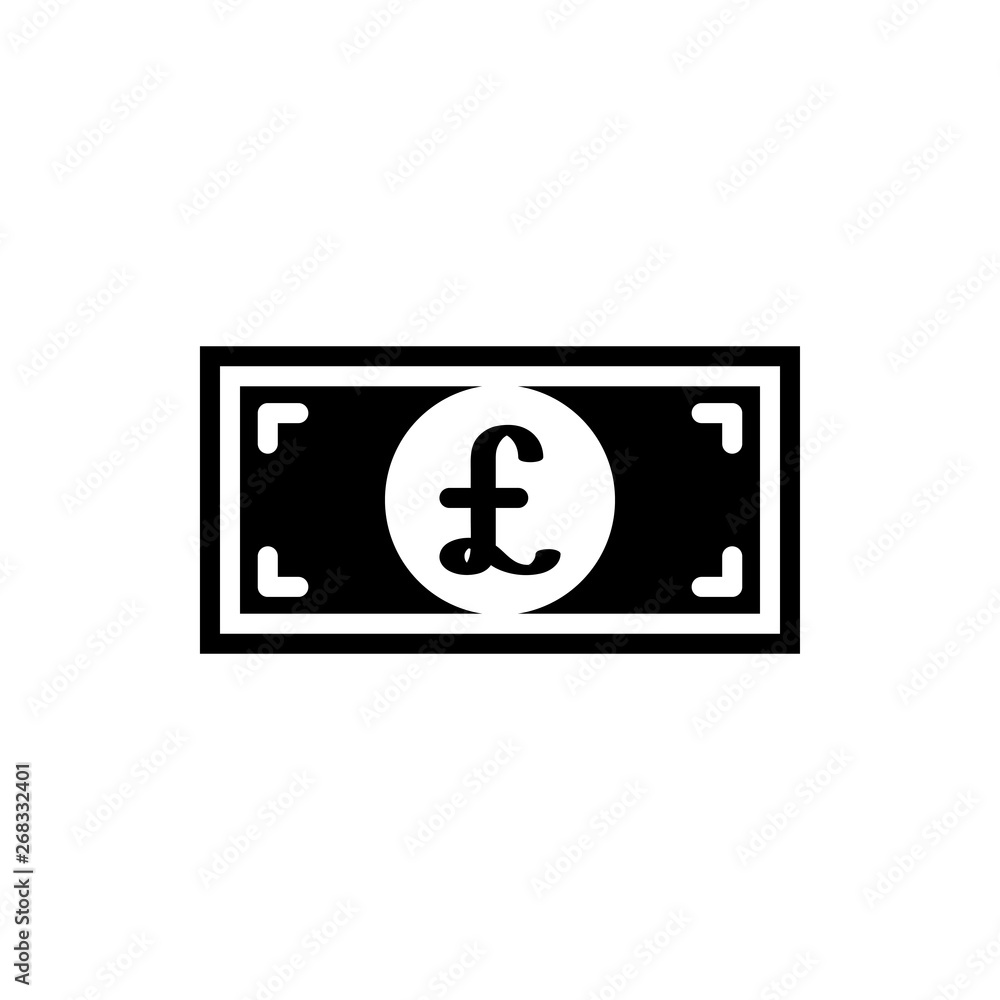 Poster vector image of a flat, isolated bill with a pound sign. flat design with a pound sign. great britai