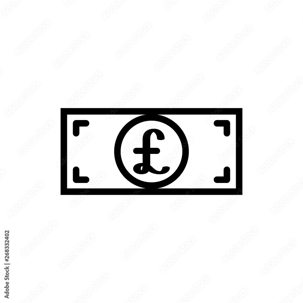 Aufkleber vector image of a flat, isolated, linear icon of a bill with a pound sign. flat design with a pound 