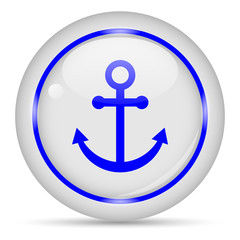 Anchor icon. White glossy round vector icon in eps 10. Editable modern design internet button on white background.