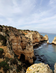 Cliffs of the algarve region of Portugal