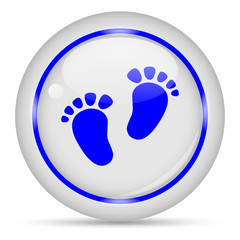 Foot icon. White glossy round vector icon in eps 10. Editable modern design internet button on white background.