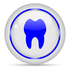 Tooth icon. White glossy round vector icon in eps 10. Editable modern design internet button on white background.