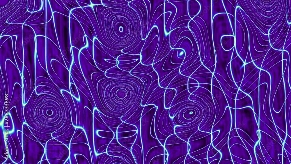 Poster moving random wavy texture. psychedelic animated background. transform abstract curved shapes. loopi