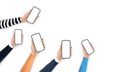 Mobile application, social media marketing, e-commerce, internet advertising and promotion banner template with copy space. Network communication. Flat style vector illustration