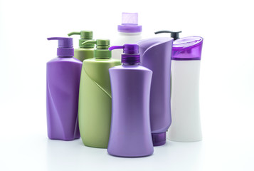 shampoo or hair conditioner bottle on white background