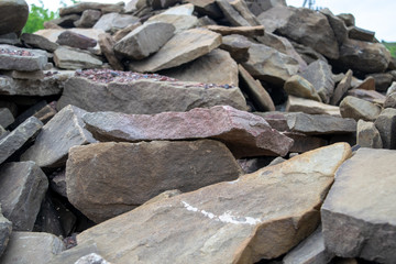 Pile of stones close up chopped