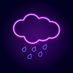 vector image of a neon cloud with raindrops on a colorful background