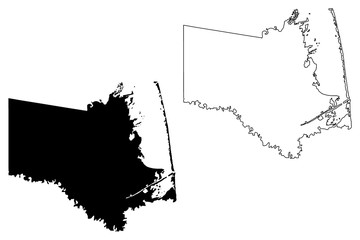 Cameron County, Texas (Counties in Texas, United States of America,USA, U.S., US) map vector illustration, scribble sketch Cameron map - obrazy, fototapety, plakaty
