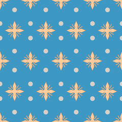 vector image with beautiful seamless pattern and circles on blue background