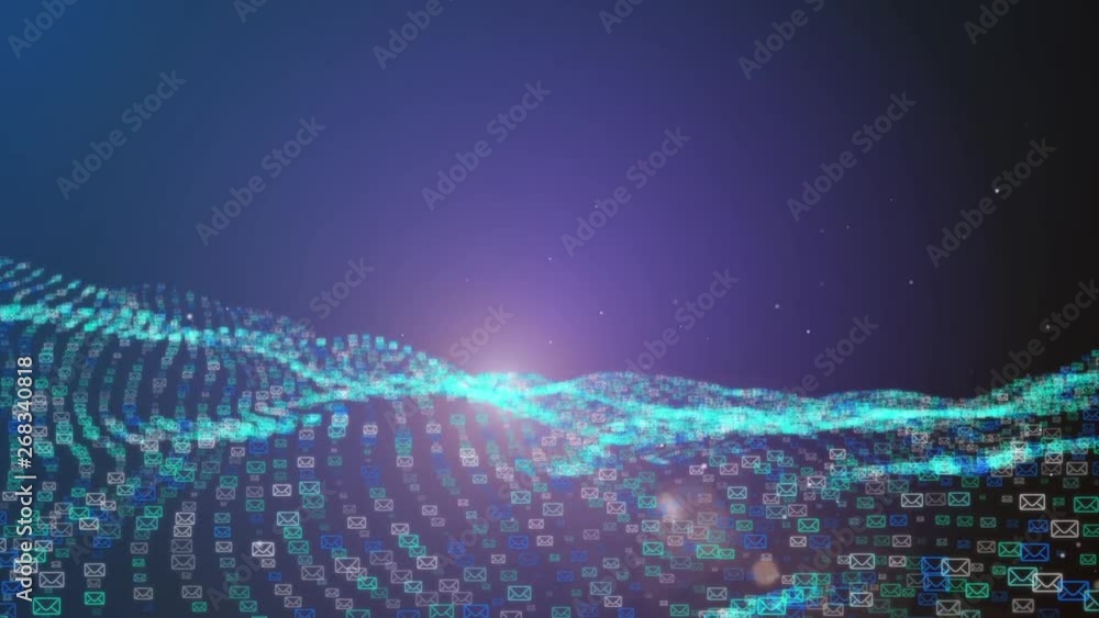 Poster seamless loop background flying mails