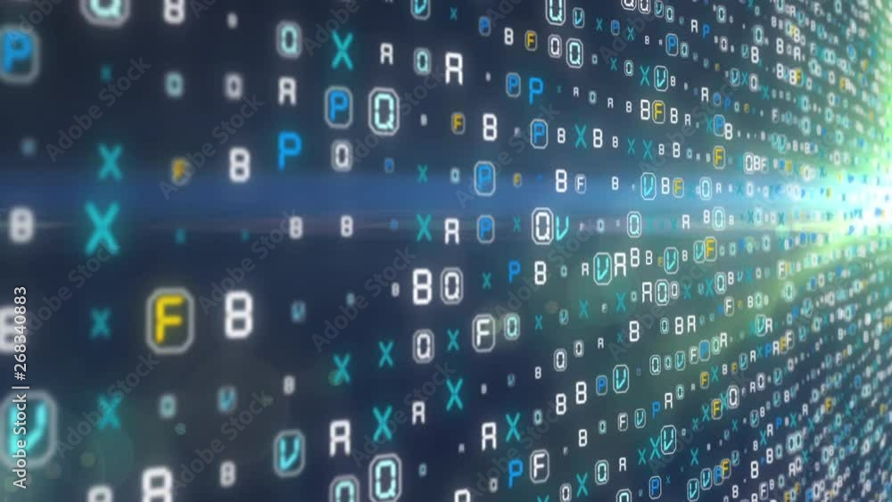 Poster blue wall with numbers, background with color numbers, computational operation