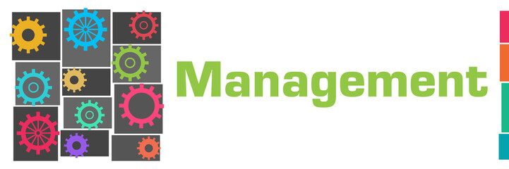 Management Dark Colorful Gears Grid Left 