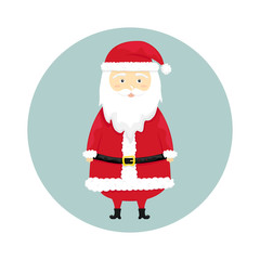 Vector Merry Christmas and Happy New Year greeting card. Flat Santa Claus.