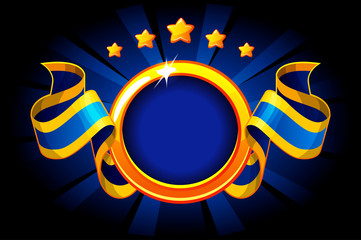 Empty circle frame with ribbon. Vector awards for UI game resources. Objects on separate layers.