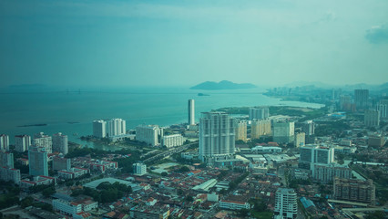 George Town Malaysia city scape with ocean