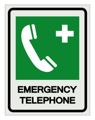 Emergency Telephone Symbol Sign, Vector Illustration, Isolated On White Background Label .EPS10