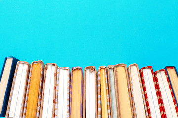 books on a blue background