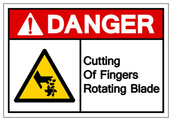 Danger Cutting of Fingers Rotating Blade Symbol Sign, Vector Illustration, Isolate On White Background Label .EPS10