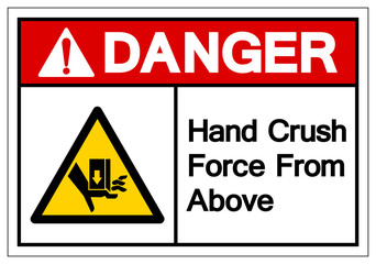Danger Hand Crush Force From Above Symbol Sign, Vector Illustration, Isolate On White Background Label .EPS10