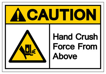 Caution Hand Crush Force From Above Symbol Sign, Vector Illustration, Isolate On White Background Label .EPS10