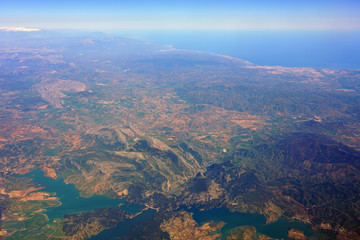 Fototapeta premium Aerial view of Malaga and the Alboran Sea, a port city on southern Spain’s Costa del Sol