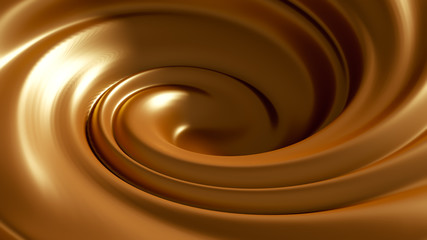 Spiral splash caramel. 3d illustration, 3d rendering.