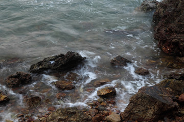 long exposure rocks and waves background