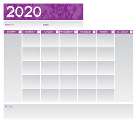 Week planner purple and grey vector schedule