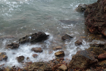 long exposure rocks and waves background