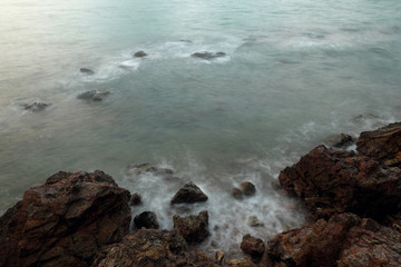 long exposure rocks and waves background