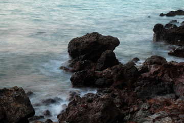 long exposure rocks and waves background