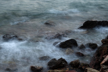 long exposure rocks and waves background