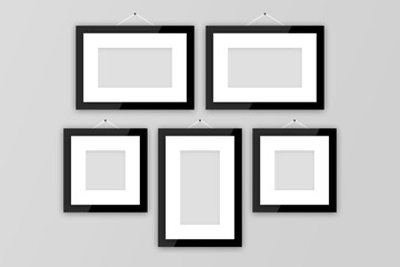 Blank Photo Frames on Gray Wall