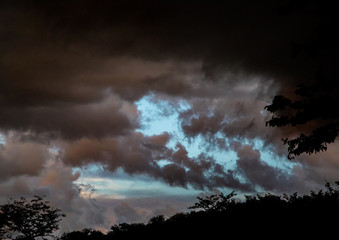 Upcoming thunderstorm over the camp Halali at the  Etosha Nationalpark in northern Namibia