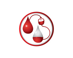 Obraz premium Blood Donor Transfusion Charity Logo In Isolated White Background