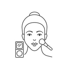 Vector illustration of woman is applying face powder, flat style