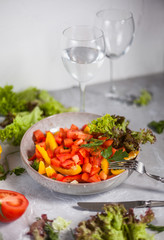 salad in the plate top view