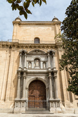 Old buildings of the streets around the cathedral of Granada, in the old town in Granada, Spain