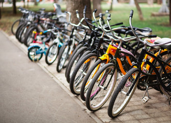 Bicycle parking in a public park