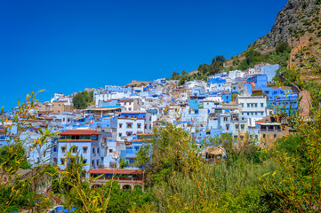 View of the blue city of Chefchaouen in Morocco