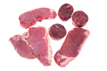 raw beef isolated on white background