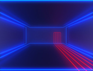 Fototapeta premium 3d neon tunnel abstract background . 3d illustration